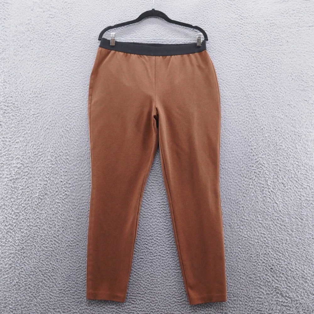 Talbots Womens Pull On Skinny Leggings 10 Brown Black Stretch Elastic Waist